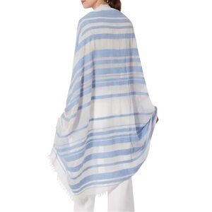 NWOT VINCE Striped Cashmere Blend Sarong/Scarf in Blue